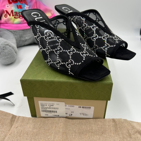 Women’s crystal embellished GG slides size 40 made in Italy - Picture 2 of 10